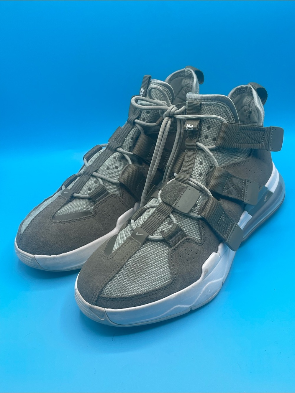 Nike Men's Gray and White‎ High-Top Sneakers